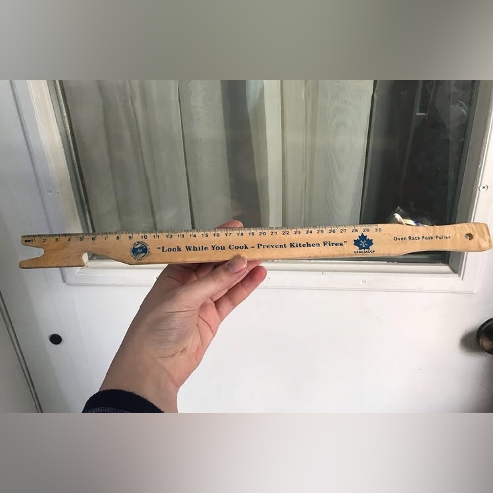 Fire prevention oven rack push puller stick